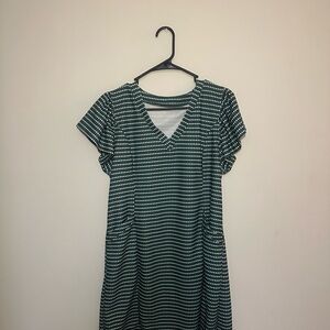 NWOT Green Striped V-Neck Dress